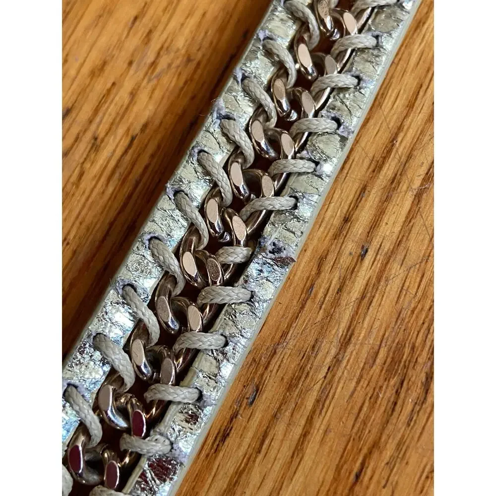 NINE WEST Gold Metallic Belt w/Chain Accent sz S